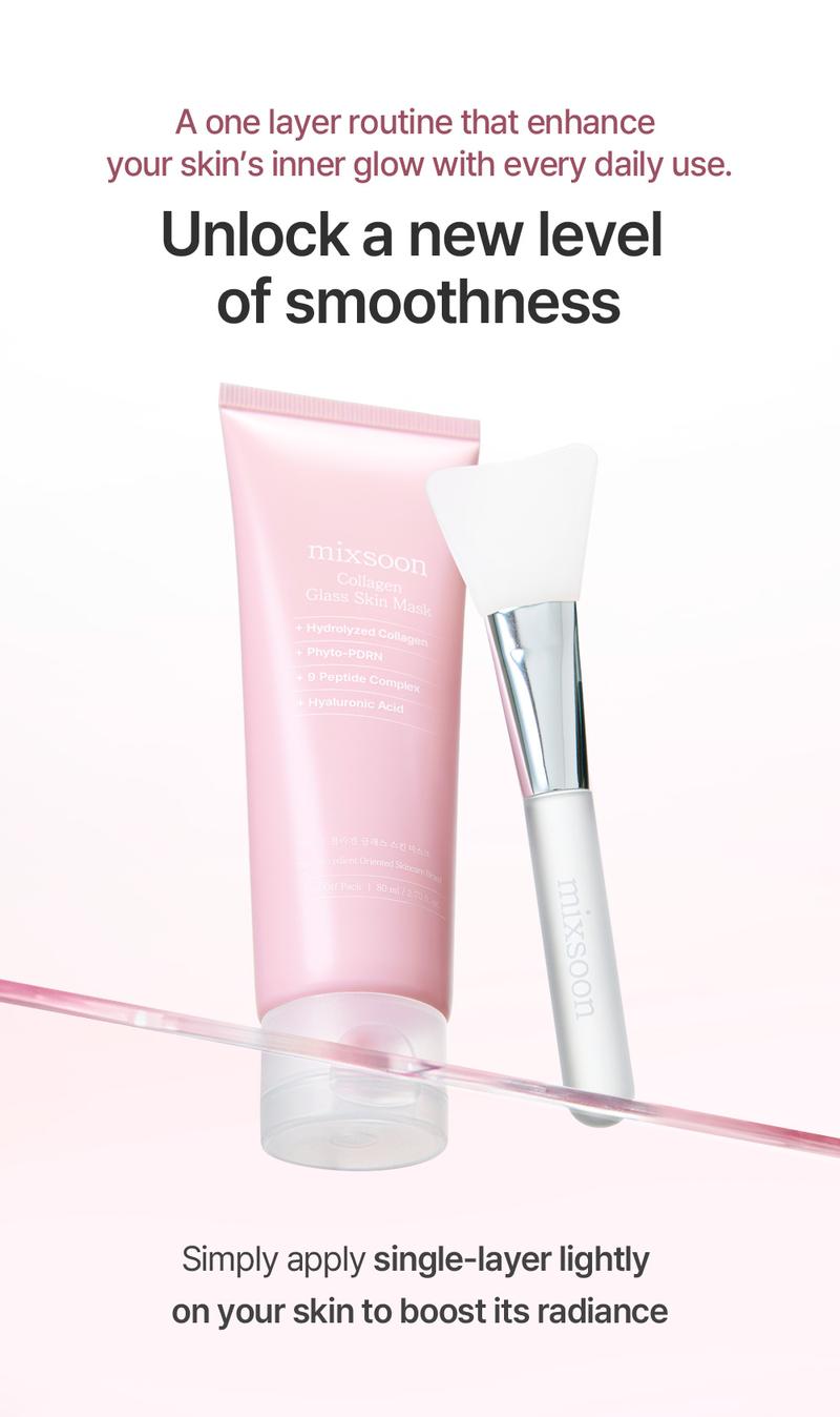 [mixsoon Official Shop] Collagen Glass Skin Mask 2.7 fl.oz / 80ml - Collagen Wrapping Peel Off Facial Mask Pack, Intense Hydration for a Radiant Glow, Korean Glass Skincare