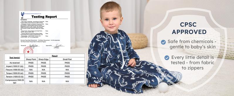 Yoofoss Baby Sleep Sack 0-24 Months, Long Sleeve Sleep Sack 1.5 Tog, Fleece Baby Wearable Blanket with 2-Way Zipper, Soft Warm