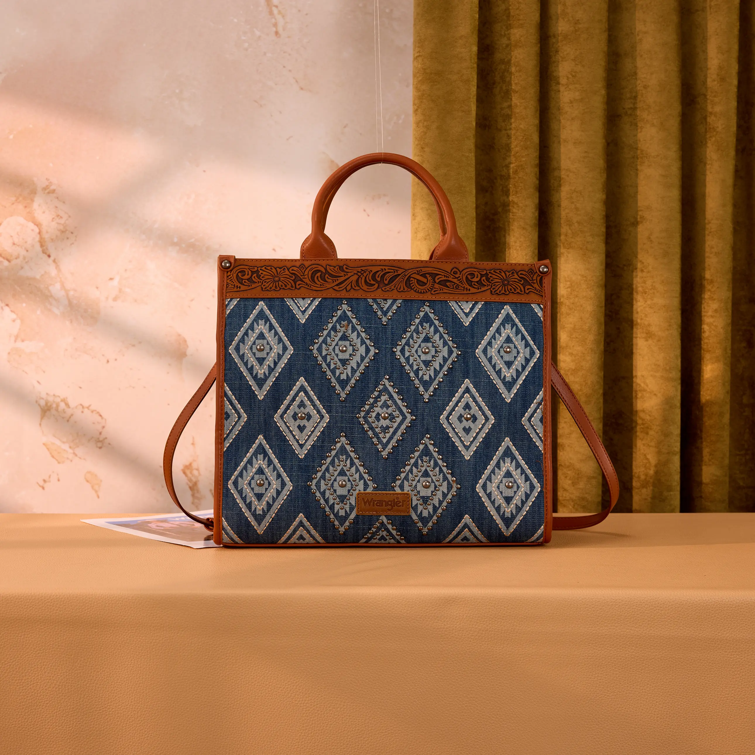 Wrangler Western Aztec Pattern Crossbody/Handle Tote for Women