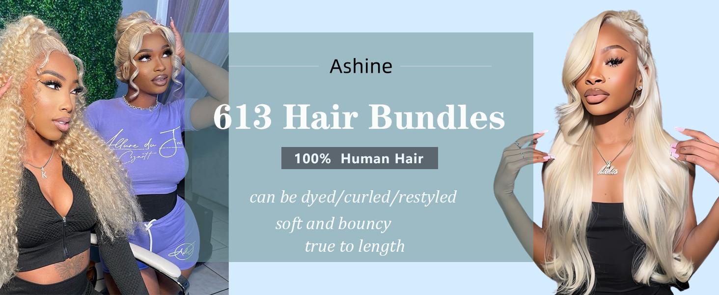 [Ashine] 12A 1B/613 T1B/P4/27 Peekaboo Highlight Human Hair Bundles 100% Virgin Vietnamese Hair Tangle-Free, No Shedding, Can Be Dyed & Styled