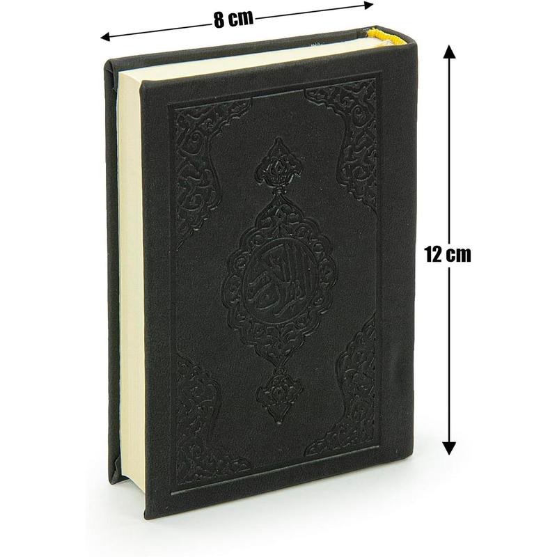 Medina Calligraphy Quran Set with Islamic Finger Counter, Portable Digital Prayer Tasbeeh, Pearl Zikirmatic Beads, 3 Pieces Gift for Ramadan & Eid & Mawlid (Black)