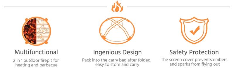 Yaheetech Fire Pit Foldable Iron Fire Pit Wood Burning Firepit Portable Outdoor for Bonfire Camping BBQ w/Mesh Lid Wood Grate Cooking Grill Fire Poker Carrying Bag Yaheetech Fire Pit Foldable Iron Fire Pit Wood Burning Firepit Portable Outdoor for Bonfire Camping BBQ w/Mesh Lid Wood Grate Cooking Grill Fire Poker Carrying Bag