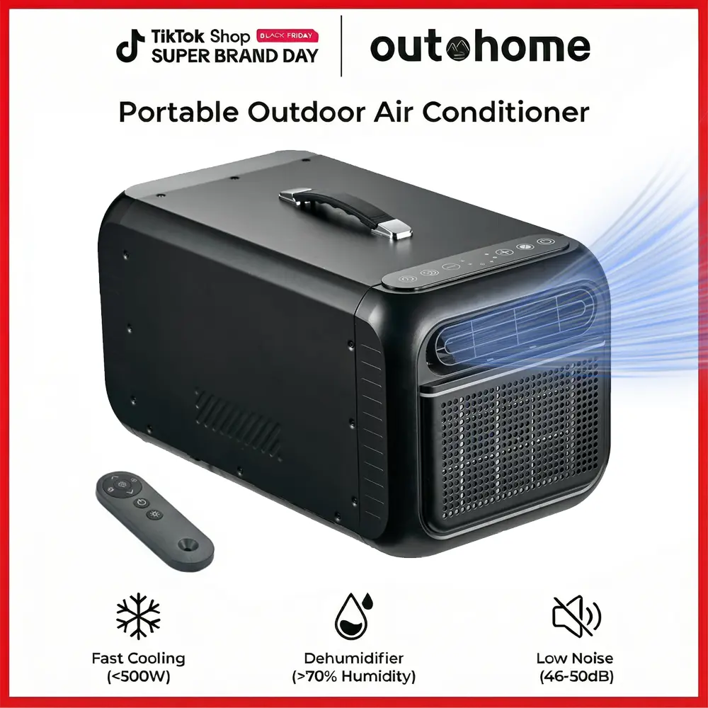 OUTOHOME 5000 BTU Portable Camping Air Conditioner, 400W Low Power 4-in-1 AC Unit, Indoor & Outdoor Cooling Device for RV,Truck,Van, Automobiles, Small Warehouses & Pet Houses, Energy Saving Ac, Cooling Strong Airflow