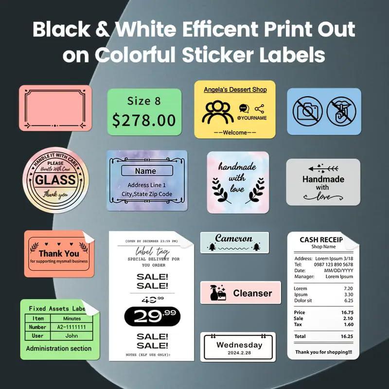 AIFRAME Label Maker with Tape Label Printer for Business Sticker Printer Compatible with 12-57mm Width Labels Wireless Connectivity High-Speed Printing 1200mAh Battery for Office Home