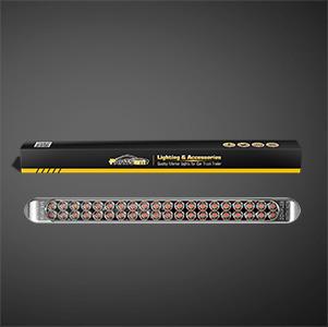 Partsam 2Pcs 17 Inch Amber Led Truck Trailer Light Bar 40 LED Clear Lens Dual Row, Clear Yellow 17" Sealed LED Waterproof Submersible Turn Tail Clearance Marker Identification Truck Trailer Light Bar