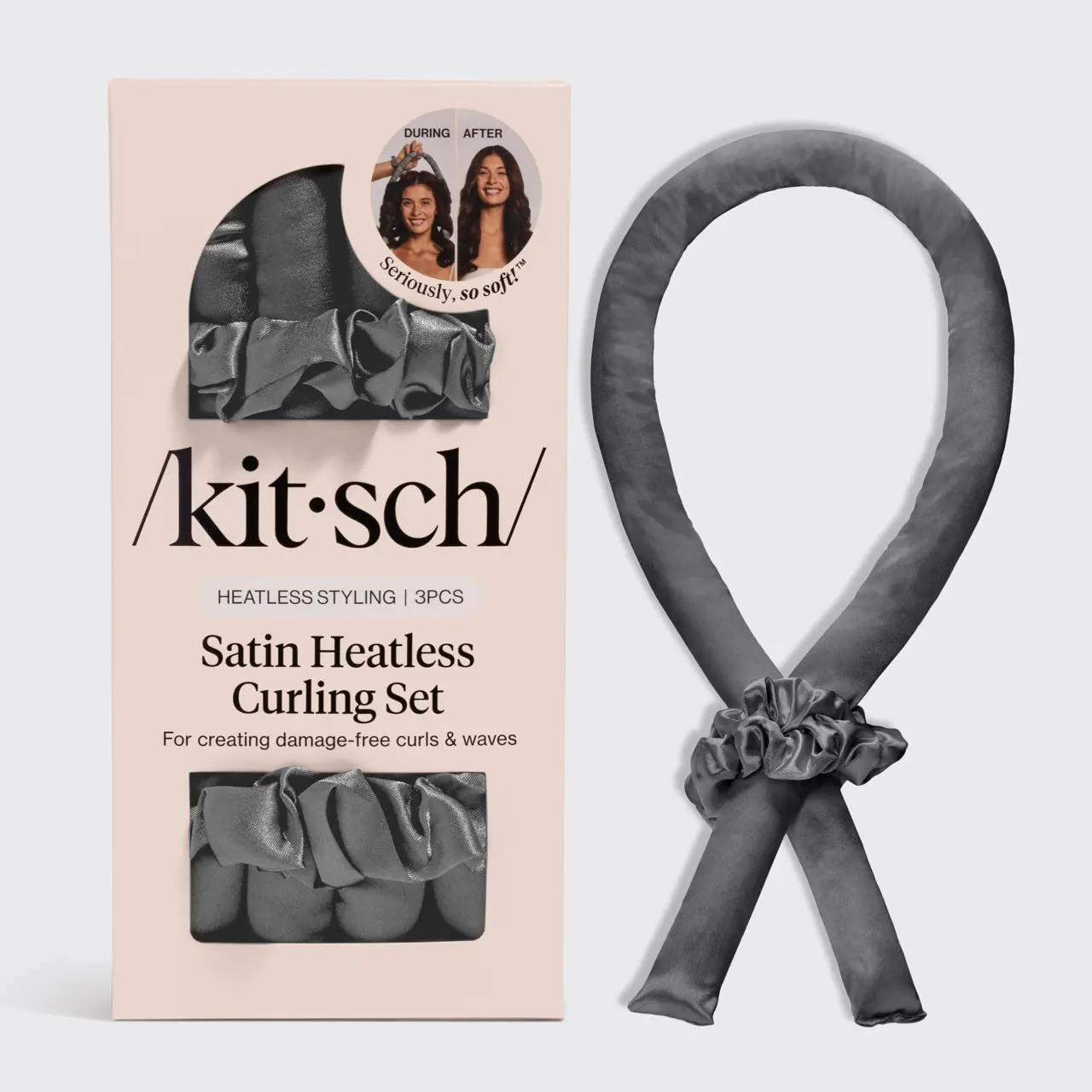 Kitsch Heatless Hair Curler in Satin - Charcoal