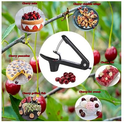 Cherry Pitter - Stainless Steel Olive and Cherries Pitters Corer Tool with Space-Saving Lock Design, Multi-Function Fruit Pit Remover for Cherry Jam (Black) Kitchen Silicone Utensils Cherry Pitter - Stainless Steel Olive and Cherries Pitters Corer Tool with Space-Saving Lock Design, Multi-Function Fruit Pit Remover for Cherry Jam (Black) Kitchen Silicone Utensils