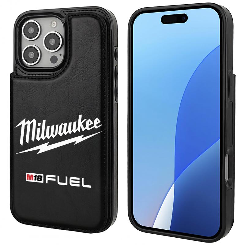 Milwaukee Pattern Phone Cases,Compatible For SAMSUNG GALAXY S22 S23 S24 ULTRA PLUS Premium Leather Flip Wallet with Card Bag Holder Women Gift ,Black Brown Pink,  Shockproof Anti-Drop Full Protection Cover Shell Casing