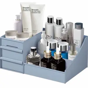 Makeup Desk Organizer with Drawers, White Color, Ideal for Lipstick, Brushes, Lotion, Eyeshadow, Nail Polish & Jewelry Storage Boxes.