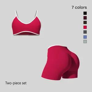 NVWA Mother's Day Gifts,Two-piece women’s activewear set featuring a color-block tank top and high-waisted yoga shorts, made from breathable, skin-friendly fabric with a tummy-lifting design—ideal for summer workouts like fitness, yoga, and Pilates.