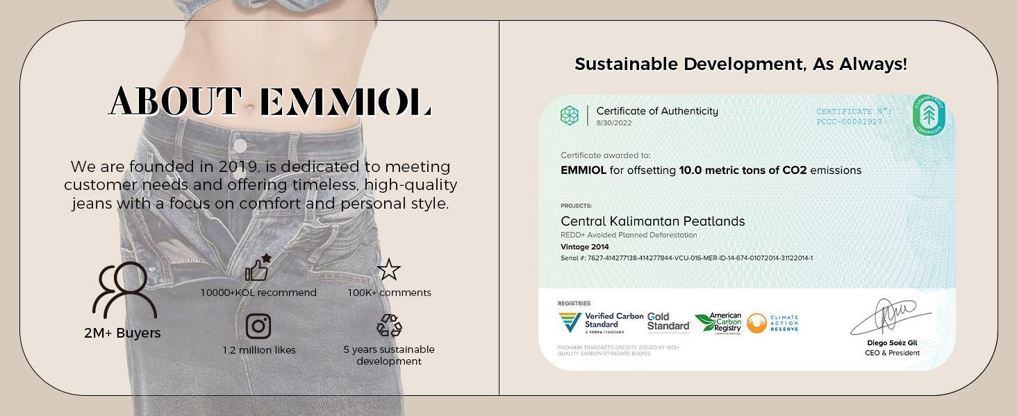 EMMIOL Women's Wide-Leg Loose Jeans, four-pocket design, zip fly, button closure, belt loops, relaxed fit - Women's Bottoms, Pants, Street Style, Comfortable