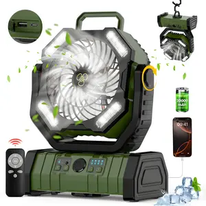 2026 Upgraded 30000mAh Portable Camping Fan with 270° Auto-Oscillating, Rechargeable Battery Operated Fan with LED Light & Remote, USB Tent Fan with Hook for Travel, Worksite, Emergency Outage, 2026 World Cup & Hurricane Season Essentials