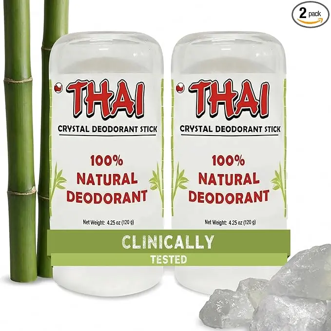 Thai Deodorant Crystal Stone 2-Pack | Natural Salt Odor Protection | Clinically Tested & Dermatologist Approved | Men Women Teens | Crafted in USA
