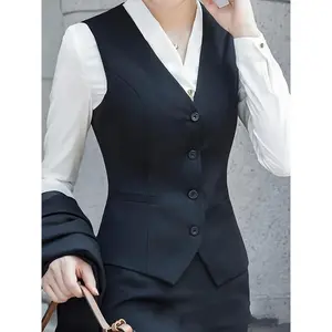 Vibrant Single Breasted V Neck Vest - Chic Sleeveless Outerwear for Office & Work, Elegant Women's Clothing with Flattering Fit, Versatile Style, and Comfortable Wear