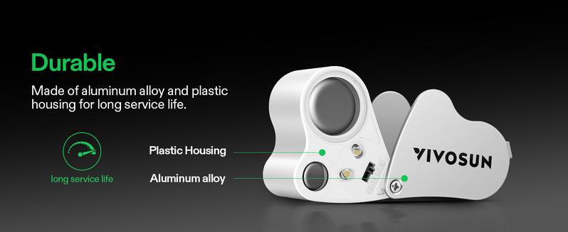 VIVOSUN 30X 60X Illuminated Jewelers Loupe Foldable Magnifier with LED Light for Jewelry Gems Watches Coins Stamps Antiques