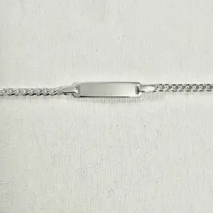 Esclava con plata cubana de plata 925 de Italia 5.5inx3mm o 9.6x3mm com extension- Producto #83