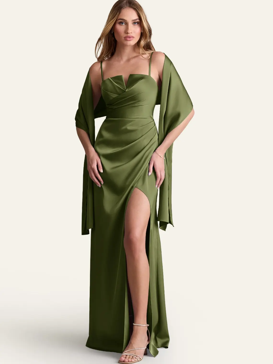 Azazie Ireland Smooth Lustrous Draped Flexible Wedding Bridesmaid Formal Stretch Satin Shawl