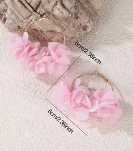 ELEGANT PINK FLORAL CIRCLE DESIGN EARRINGS