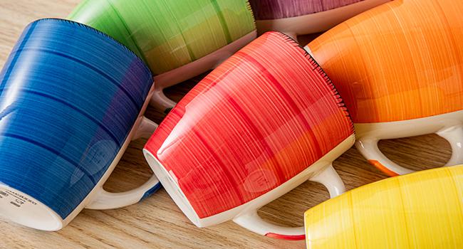 Vancasso Bonita 12 Oz Coffee Mugs Set of 6 - Blue, Multicolor Ceramic Cups for Cappuccino, Latte, Tea, and Cocoa, Dishwasher & Microwave Safe