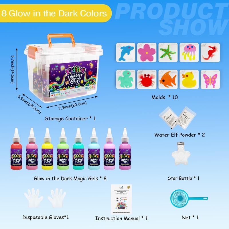 Kiditos  Magic Water Elf Toy Kit with Magic Gels, Molds - Imaginative Play, Christmas Gifts, Birthday Gifts, Party Favors, and Family-Friendly DIY STEM Projects