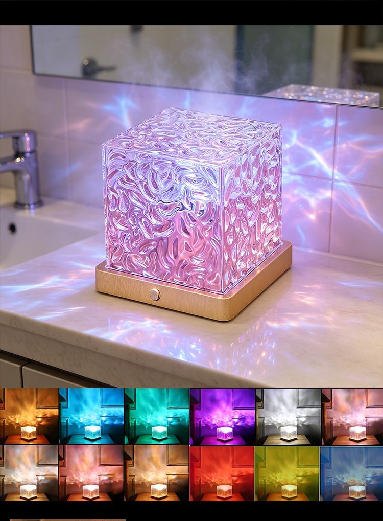 Super Upgraded 16- Colors Water Ripple Projector Lamp with Bluetooth Speaker Music Sync Rechargeable Ocean Wave Ambient Light Remote Night Light Aesthetic Room Decor home light projector galaxy