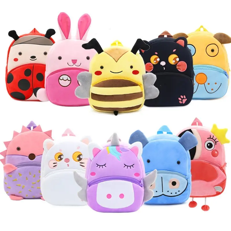 PAKNADA Cute Unicorn Plush School Backpack for Kids - Soft Lightweight Polyester Bookbag, Spacious Storage, Adjustable Straps, Zipper Closure (10x9x4in), Unisex Preschooler Daycare Gift, School Backpacks
