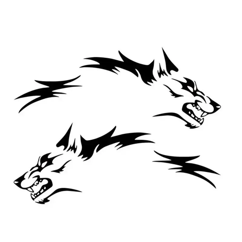 Single Tribal Snarling Wolf Head Car Side Skirt PET Translucent Acrylic Decal Waterproof Aggressive Graphic Sticker For Truck SUV Pickup Van