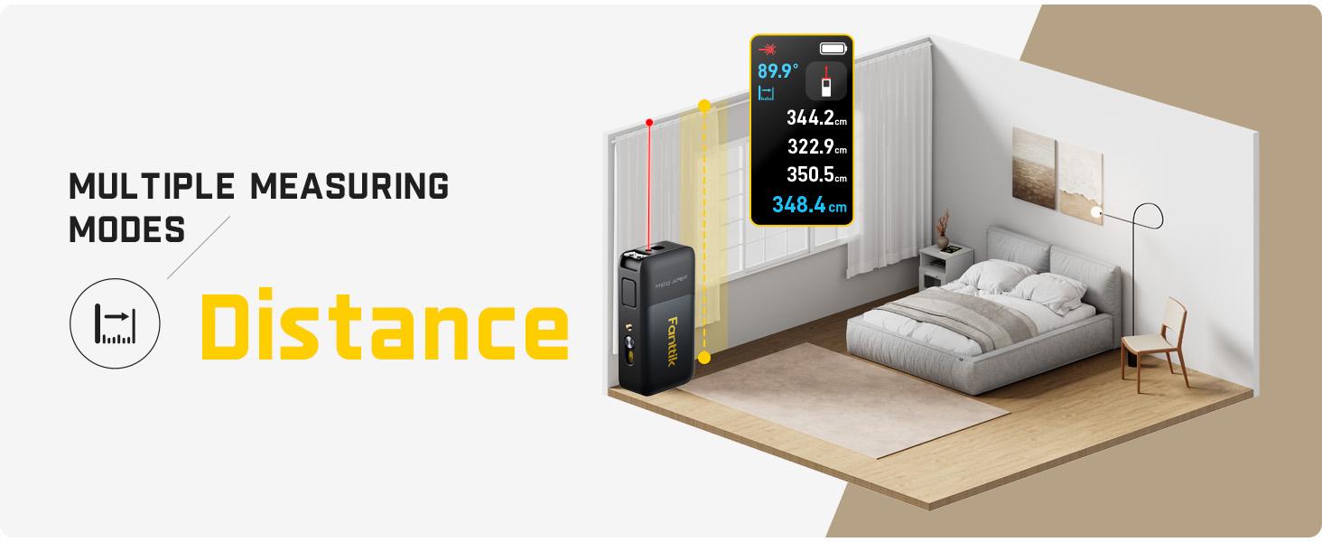 Fanttik M100 Apex 2-in-1 Digital Laser Tape Measure with HD IPS Color Display, 165Ft Rechargeable Laser Measurement Tool & 9.8Ft Measuring Tape, 6 Units Selectable, for Distance/Area/Volume