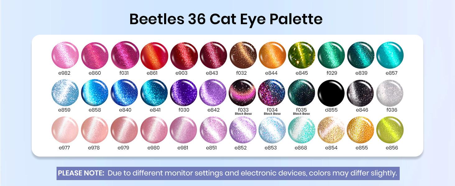 Beetles Gel Nail Polish Set- Red Purple Brown Green Burgundy Pearl Glitter Cat Eye Gel Nail Polish with Base Gel Glossy Matte Top Coat Magnet,Soak off UV Nail Gel Spring Summer for Women DIY Nail Art Salon Manicure