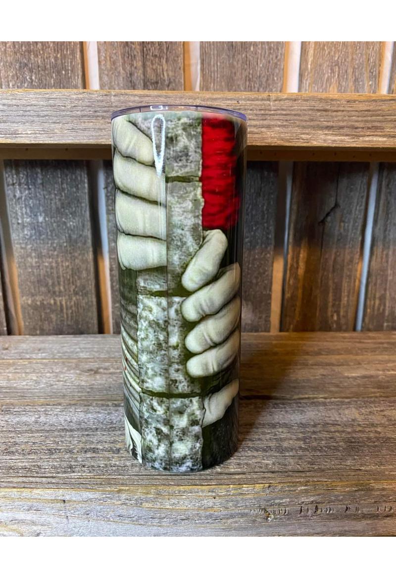 Penny Wise - It Clown - It Movie - Face and Fingers ~ 20oz Skinny Sublimation Tumbler - Amy's Tumbler Junkies - Your Favorite Tumbler Shop!