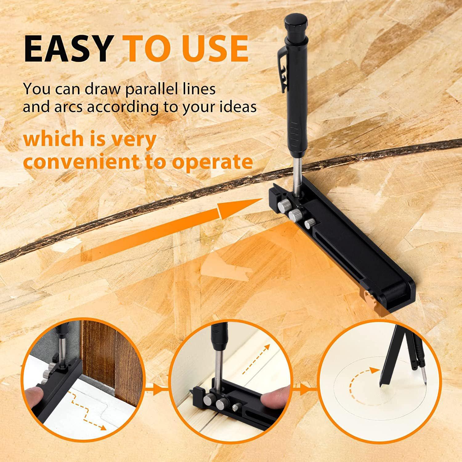 Multi-function Scribing Tool - Construction Pencil- Aluminum Alloy Scribe Tool with Deep Hole Pencil,DIY Woodworking Scribe Gauge Scriber Line Maker Measuring Tool,Gifts For Men