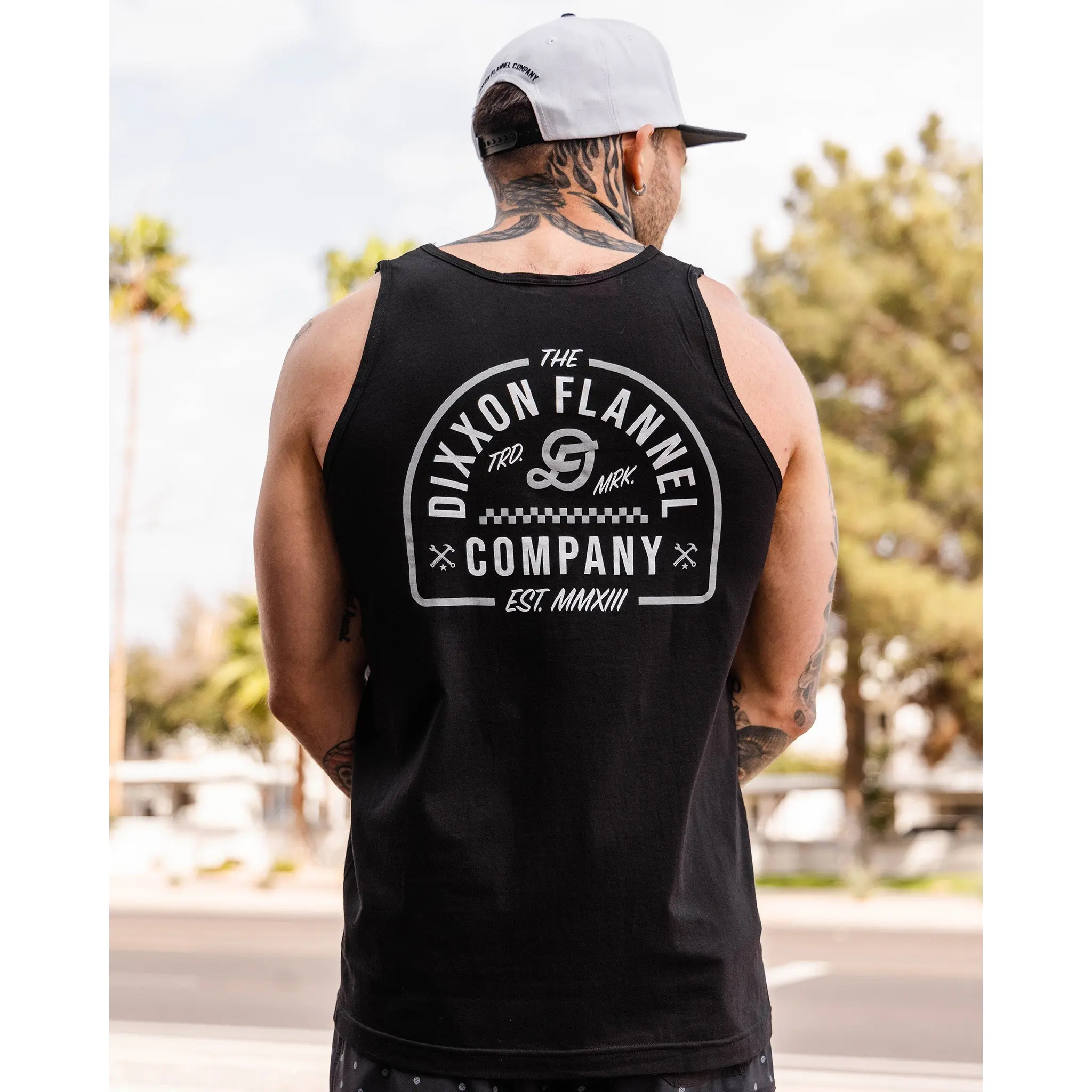 White & Silver The Dixxon Flannel Tank - Black