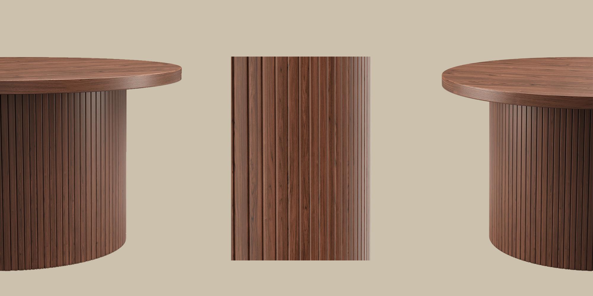 【Valentine's Day Gift】ONBRILL 31.5'' Round Coffee Table With Woodgrain Top And Tambour Shade Accents For Living Room