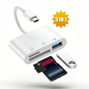 USB C SD Card Reader for iPhone 15 16, Type C SD Micro SD Card Adapter with USB Ports, Memory Card Reader for iPad, MacBook, Android Phone & Camera