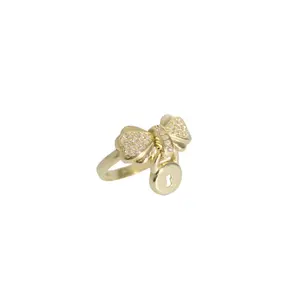14K Bow CZ Lock Ring - Size 7.5