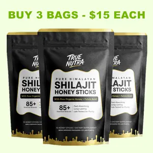 True Nutra Pure Himalayan Shilajit Honey Sticks with Raw Organic Honey Fulvic Acid: Enhances mineral absorption, 85+ Essential Minerals, Long-Lasting, Lab-Tested for Purity, Fast-Absorbing - 10 Sticks