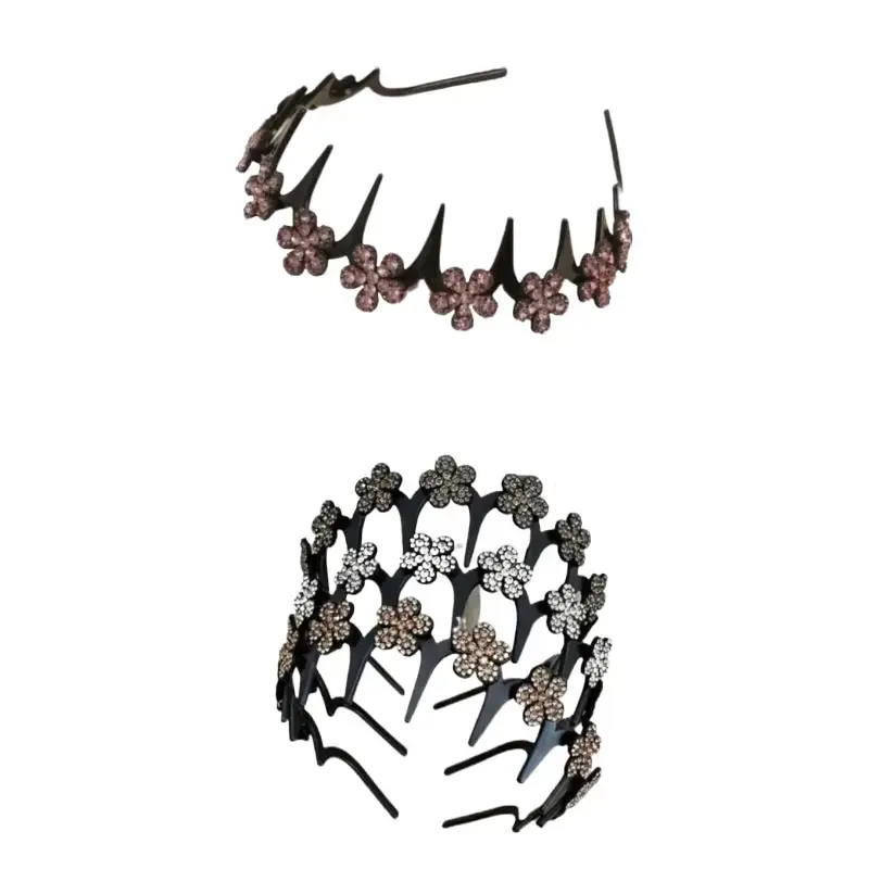 Women's Unisex Elegant Wavy Butterfly Crystal Headband, Non-Slip Lightweight Durable Plastic Hair Accessory for Weddings And Everyday Wear