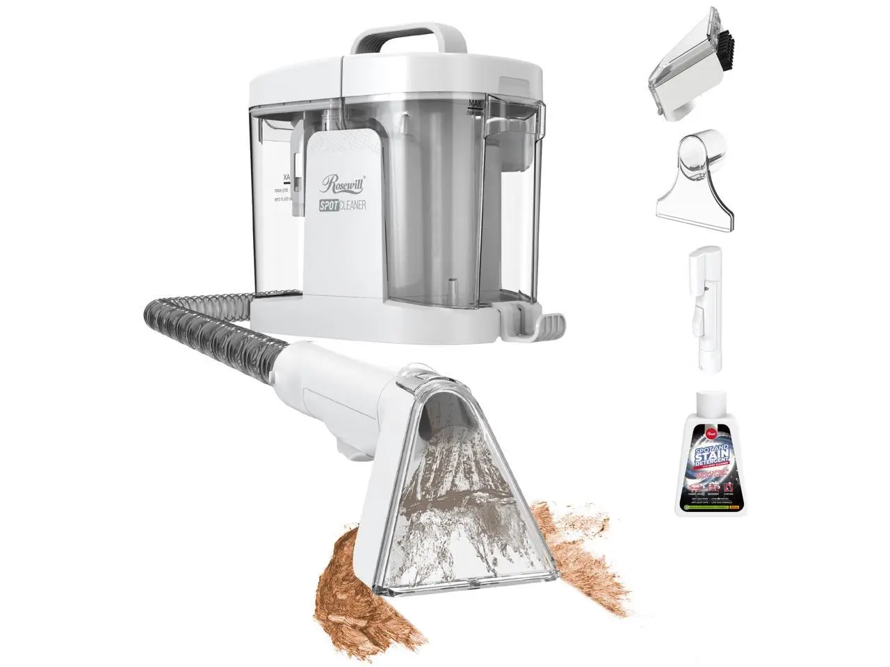 Rosewill Multi-Purpose Portable Carpet and Upholstery Spot Cleaner, Powerful Suction 17 Kpa Spot Cleaner, Car and Auto Detailer, Stain/Spot Remover; Versatile Use: Carpet, Sofa, Pet Hair Use - White