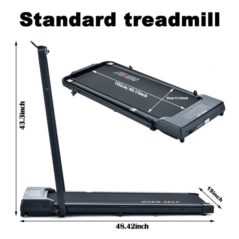 OVER SELF Walking pad Treadmill, 6.2MPH Portable Folding Treadmill with Handle Remote Control, Under Desk Treadmill Easy Storage Home Gym Fitness Equipment Workout Gear
