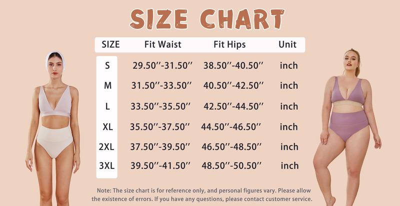 FINETOO Women's High Waist Seamless Underwear Plus Size Brief No Show Elastic Comfortable Panties 4 Pack S-XXXL Springtok