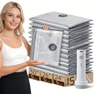 Travel Vacuum Compression StorageBags with USB Rechargeable Electric Pump UltraCompact Lightweight Space Savers for Clothing &Travel Essentials Zipper Pouches Outdoor PackingSystem Hand Organizer Holiday Variety Pack