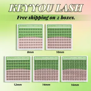 KEYYOU Aurora Single Length DlY Lash Cluster Invsible Band Natural 8mm 10mm 12mm 14mm 16mm Waterproof Long-Lasting Eyelashes Extensions 80pcs C Curl Easy to Use for Flawless Look SpringGlowUp