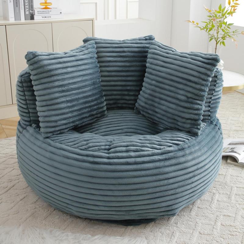 Bean Bag Chair Lazy Sofa Corduroy Oversized Chair for Adults, Comfy Big Accent Sofa Lounge Floor Chair, Stuffed Bean Bag Couch for Gaming, Reading, Living Room, Bedroom, Office