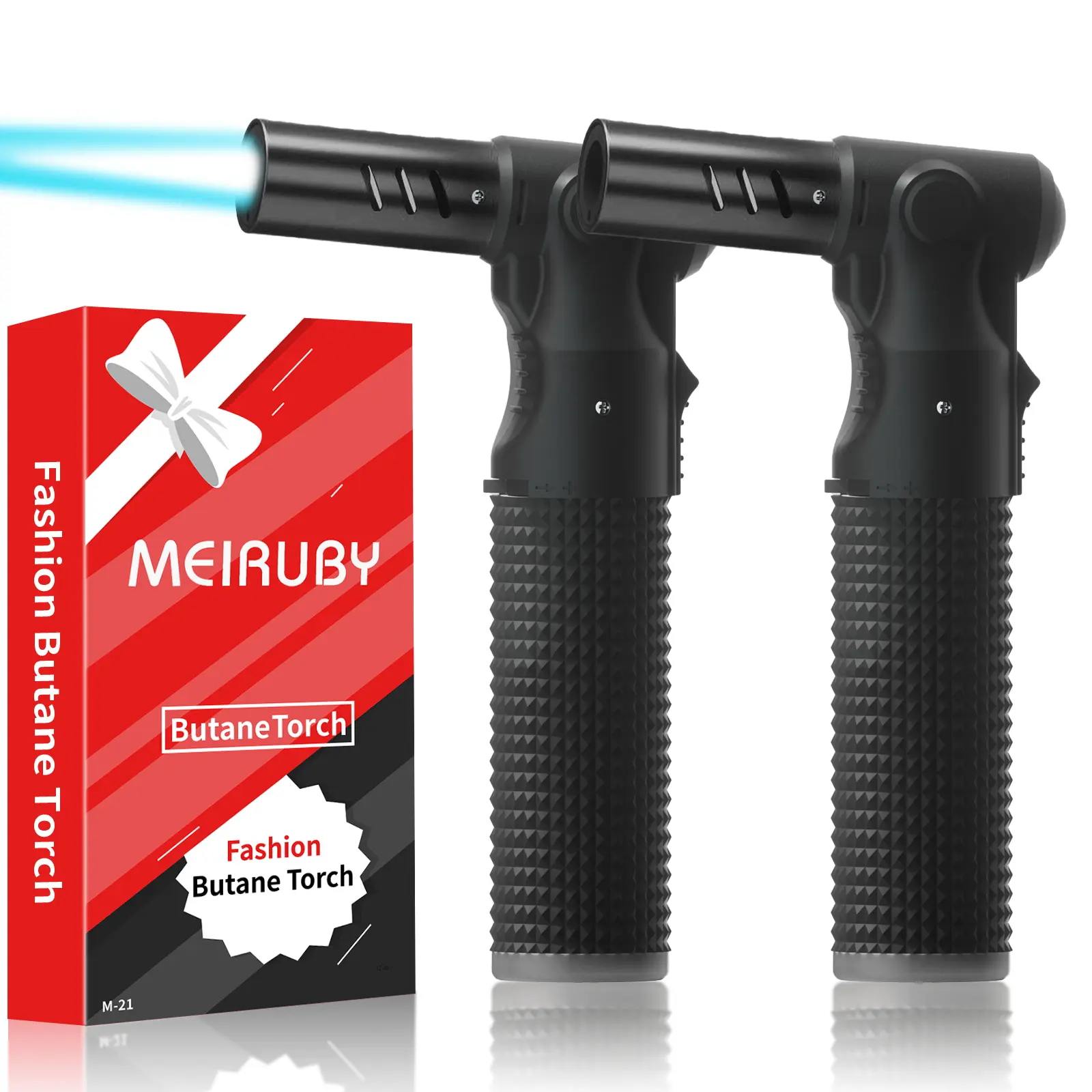 2 Pack Refillable Butane Torch Lighter with Adjustable Jet Flame, Portable Culinary Blow Torch for Kitchen Cooking, Baking, BBQ, Welding & Camping (Desserts, Soldering, Grilling)