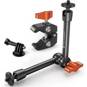 K&F CONCEPT 9.8" Magic Arm Clamp Kit with 1/4" & 3/8" Thread Screw 360 °   Ball Heads Articulating Magic Arm with Tripod Mount Adapter for Gopro/LED Lights/Monitor/Flash/Microphone/DSLR Camera