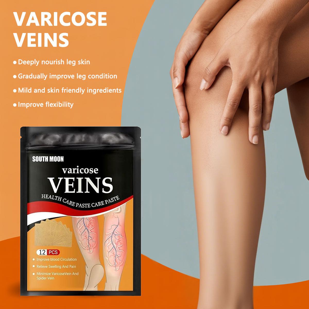 12pcs Herbal Varicose Vein Cold Compress Patches, 24 Months Shelf Life, Natural Venous Health Support, Leg Pain Relief for Leg Care