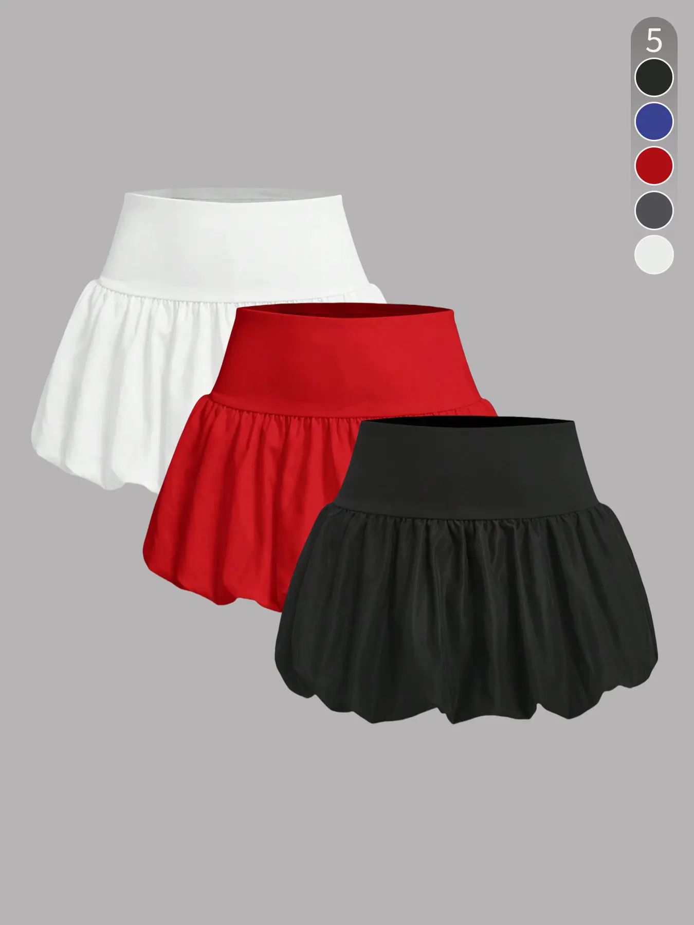 Women's 3-Piece Set Plain Bubble Hem Skirts, Cute Fashion Mini Skirt for Daily Wear, All-Season Slim-Fit Bottoms