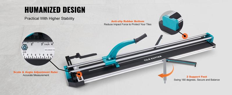 VEVOR Manual Tile Cutter 48 Inch Porcelain Ceramic Tile Cutter with Tungsten Carbide Cutting Wheel,  , Infrared Positioning, Anti-Skid Feet, Double Rails  VEVOR Super Brand Day