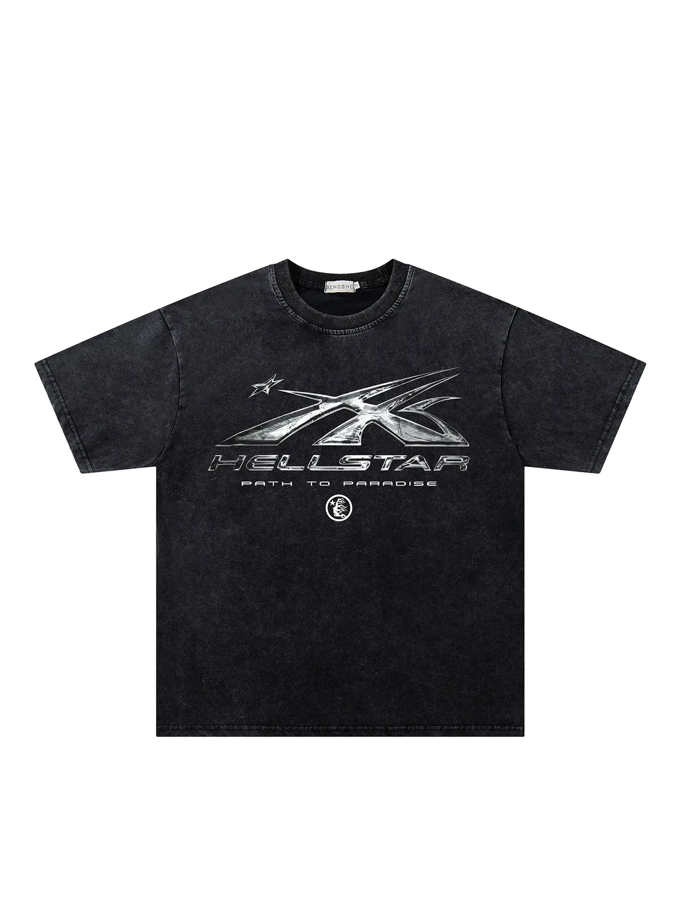 Men Women Summer Tropical New Trendy Fashion Casual Short Sleeve Tee Shirt, Vintage Dark Streetwear Street Style Washed Tie-Dye Star Flame Design
