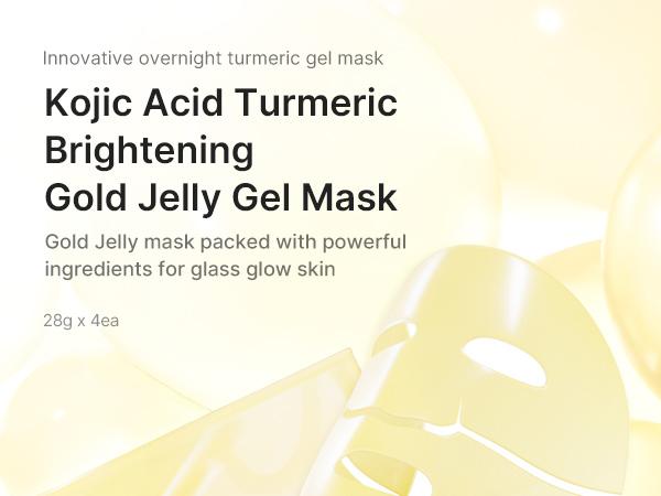 [medicube] Kojic Acid Turmeric Gel Mask (4 sheets) | Color Changing Gold Jelly Mask | Overnight Face Mask for Glass Glow Skin,  Vitamin C